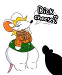  anthro ashley_graham_(resident_evil) blonde_hair capcom dialogue duo female genitals hair male male/female mammal milkbuni mouse moushley murid murine penis resident_evil rodent speech_bubble text thick_thighs 