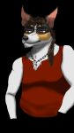  anthro artist_akhound black_nose brown_eyes brown_hair canid canine canis character_akhound chest_tuft clothing domestic_dog eyewear fox_terrier glasses hair hi_res hunting_dog jewelry male mammal mullet necklace shirt solo tank_top terrier topwear toy_dog toy_fox_terrier tuft 