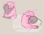  2023 anthro bear bed bedding biped blanket blush duo eyes_closed furniture gordi_(unicorn_wars) hi_res humanoid_hands kissing lying mammal pillow pink_body sleeping slightly_chubby unicorn_wars wgguus 