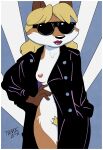  80&#039;s_theme absurd_res canid canine clothing eyewear female fox hi_res jacket leather leather_clothing leather_jacket leather_topwear lips mammal patrick_nagel sonderjen sunglasses topwear 