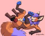  anal anal_penetration anthro canid canine fennec fox genitals grabbing hands hi_res jasper_(pizzacow) knot male mammal penetration penis sex_toy skylardoodles toy 