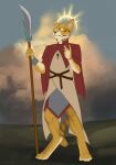  absurd_res barefoot bethesda_softworks clothed clothing feet felid fur hi_res khajiit male mammal melee_weapon mordorinka pantherine polearm solo standing the_elder_scrolls tiger toes weapon 