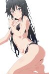  1girl absurdres ahoge bikini black_bikini black_hair blue_eyes blush breasts closed_mouth collarbone commentary_request highres long_hair looking_at_viewer shou937 sidelocks simple_background small_breasts smile solo swimsuit white_background yahari_ore_no_seishun_lovecome_wa_machigatteiru. yukinoshita_yukino 