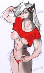  anthro breasts canid canid_demon canine clothed clothing demon digital_media_(artwork) female fur hair hellhound helluva_boss hi_res loona_(helluva_boss) mammal nipples piercing red_sclera sackrany solo tagme white_body white_fur 