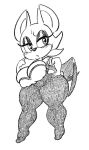  anthro armor armwear bat big_breasts black_and_white blush breastplate breasts cleavage clothed clothing curvy_figure elbow_gloves eyelashes eyeshadow female gloves hair handwear legwear makeup mammal mkiiisystem monochrome nipple_outline rouge_the_bat sega short_stack sketch solo sonic_the_hedgehog_(series) tight_fit wide_hips wings 