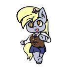  alpha_channel animated anthro blonde_hair bottomwear chibi clothed clothing derpy_hooves_(mlp) digital_media_(artwork) equid equine female female/female friendship_is_magic fur grey_body hair hasbro low_res mammal mio_honda_step mranthony2 my_little_pony necktie open_mouth pegasus semi-anthro short_playtime simple_background skirt solo transparent_background wings yellow_eyes 
