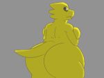  alphys anthro big_breasts big_butt breasts butt eyewear female glasses hi_res huge_butt lizard looking_at_viewer looking_back non-mammal_breasts nude reptile sbeve_wagon scalie simple_background smile solo tail teeth thick_thighs undertale undertale_(series) yellow_body 