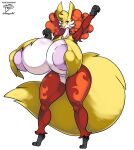  absurd_res anthro areola big_areola big_breasts big_nipples big_tail bimbofication breast_expansion breasts censored cheerful clothed clothing curvy_figure delphox duragonart expansion female generation_6_pokemon happy head_tuft hi_res huge_areola huge_breasts huge_nipples huge_tail hyper hyper_breasts ineffective_censorship inflated_breasts makeup mature_female nintendo nipples pokemon pokemon_(species) skimpy tail tuft voluptuous wide_hips 