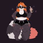  ailurid anthro beverage big_breasts black_body black_fur bottomwear bra breasts bubble_tea chubby_female clothing eyewear female freckles fur glasses gym_bottomwear gym_clothing gym_shorts hair hi_res lidded_eyes mammal multicolored_body multicolored_tail naycelium orange_hair red_panda schopenhauer_(monsterbetch) shorts solo sports_bra tail thick_thighs two_tone_body underwear white_body white_fur wide_hips 