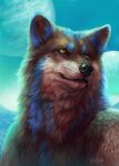  anthro canid canine canis character_ardwolf detailed hi_res hyena male mammal planet portrait solo space tattoo wolf wolnir 