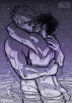  2boys arms_around_neck ass_peek bad_id bad_tumblr_id bara black_hair blonde_hair completely_nude couple cris_art from_side hand_on_another&#039;s_back hug hulkling kiss long_sideburns male_focus marvel multiple_boys mutual_hug nude partially_submerged short_hair sideburns sketch thick_eyebrows toned toned_male wiccan yaoi 