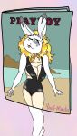  anthro clothing costume female hazel_harriet hi_res lagomorph leporid magazine magazine_costume mammal pandora_(artist) playboy playboy_bunny rabbit solo tongue tongue_out 