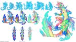  16:9 ambiguous_gender anthro aquatic_dragon blue_eyes chest_markings clawed_fingers claws colored detailed digitigrade dollightful dragon ear_fins english_text facial_markings fin head_fin head_markings hi_res katherine_murray marine markings membrane_(anatomy) multicolored_body rainbow rainbow_body sharp_teeth smile solo striped_body stripes tail tail_fin teeth text toe_claws underbite webbed_hands widescreen 