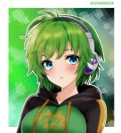  1girl blue_eyes blush dinjo fire_emblem fire_emblem:_the_blazing_blade green_hair highres looking_at_viewer majora_(entity) nino_(fire_emblem) open_mouth short_hair the_legend_of_zelda the_legend_of_zelda:_majora&#039;s_mask 