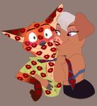  absurd_res anthro blush canid canine disney domestic_pig duo female fox hi_res kiss_mark lipstick makeup male male/female mammal mayor_swinton nick_wilde nivarra suid suina sus_(pig) zootopia 