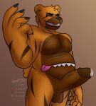  absurd_res anthro bear bodily_fluids claws cum five_nights_at_freddy&#039;s five_nights_at_freddy&#039;s_4 genital_fluids genitals hi_res kyot092 male mammal nightmare_fredbear_(fnaf) penis red_eyes scar scottgames sharp_teeth solo stomach_mouth teeth tongue tongue_out ursine yellow_body 