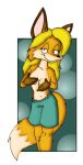  blonde_hair boxers_(clothing) breasts canid canine clothing female fox hair holding_breast mammal tabbiewolf underwear 