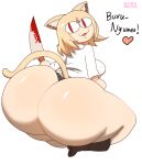  animal_humanoid anthro big_butt blood blood_on_knife bodily_fluids bottomless breasts butt cat_humanoid clothed clothing felid felid_humanoid feline feline_humanoid female humanoid knife mammal mammal_humanoid neco-arc simple_background smile solo thong tsukihime type-moon underwear zaviel 