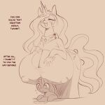  anthro anthrofied big_breasts breasts cleavage clothed clothing cold-blooded-twilight equid equine female friendship_is_magic hair hair_over_eye hasbro hi_res horn huge_breasts hyper hyper_breasts larger_female mammal my_little_pony nipple_outline one_eye_obstructed princess_celestia_(mlp) size_difference twilight_sparkle_(mlp) unicorn 