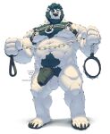  2023 abs absurd_res anthro averagezebraboy balls bear beard biceps big_penis body_hair chain chain_leash chest_hair collar dominant dominant_male facial_hair foreskin genitals grin half-erect harness hi_res leash leash_and_collar leather leather_harness looking_at_viewer male mammal muscular muscular_legs navel nude pecs penis pubes simple_background smile solo spiked_collar spikes standing triceps vein veiny_penis white_background 