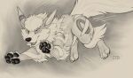  action_pose arcanine claws eeveelution feral fur generation_1_pokemon generation_2_pokemon hi_res hybrid male monochrome nintendo pawpads paws pokemon pokemon_(species) pose q-blackbun quadruped solo tail umbreon 