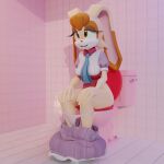  anthro bathroom bathroom-art breasts clothed clothing feces female fur hair lagomorph leporid mammal rabbit scat sega solo sonic_the_hedgehog_(series) toilet vanilla_the_rabbit 