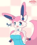  &gt;_&lt; 2023 3_fingers anthro anthrofied artist_logo artist_name aurora_sylveon aurorasylveon big_ears big_eyes big_tail blue_ears blue_eyes blue_ribbon blue_towel blush blush_lines bow_(feature) bow_accessory bow_ribbon breasts checkerboard checkered_background drop_shadow ear_tuft eeveelution emoticon eyes_closed fan_character felid feline female fingers fluffy fluffy_tail fur generation_6_pokemon half-length_portrait hand_on_breast hand_on_own_breast handwritten_text hi_res logo looking_at_viewer mammal multicolored_body multicolored_ears multicolored_fur neck_bow nintendo open_mouth pattern_background pink_body pink_breasts pink_ears pink_forearm pink_fur pink_head pink_ribbon pink_tail pokemon pokemon_(species) pokemorph portrait ribbons simple_background smile smiling_at_viewer solo sylveon tail text towel towel_only tuft two_tone_arms two_tone_body two_tone_ears two_tone_fur 
