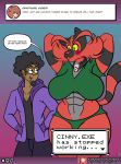  abs afro anthro beard bell big_breasts blush breasts cinny_the_incineroar clothing collar duo eyewear facial_hair female generation_7_pokemon glasses hands_behind_head hoodie human incineroar male mammal muscular muscular_female new_years_day nintendo panties pokemon pokemon_(species) sketchybug stripes surprised_expression topwear underwear will_the_pokemon_trainer 