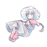  1girl ajirogasa black_hair blush braid capelet closed_mouth dress full_body grey_dress hat long_hair long_sleeves looking_at_viewer rangycrow red_capelet red_socks simple_background smile socks solo touhou twin_braids white_background yatadera_narumi 