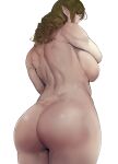  absurd_res big_breasts big_butt breasts brown_hair butt elf female hair hi_res humanoid not_furry nude simple_background solo uru white_background 