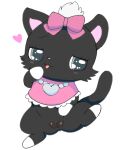  &lt;3 accessory anthro azuo black_body black_fur blush bottomless bow_ribbon clothed clothing diana_(jewelpet) domestic_cat felid feline felis female fur genitals grey_eyes hair_accessory hair_bow hair_ribbon hi_res jewelpet jewelry mammal necklace plump_labia pussy ribbons sanrio simple_background solo spread_legs spreading white_background 