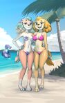  absurd_res anthro beach bikini bird_dog bivalve_shell blue_eyes canid canine canis clothed clothing cocker_spaniel coral_(paw_patrol) diacordst domestic_dog duo female female/female hi_res hunting_dog mammal mollusk_shell partially_clothed paw_patrol sea seaside shell skye_(paw_patrol) spaniel swimwear water 