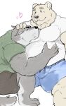  &lt;3 2023 anthro bear black_nose bottomwear canid canine canis clothing domestic_dog duo embrace fuddyblog hi_res hug kemono male mammal overweight overweight_male shirt shorts topwear 