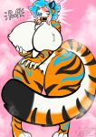 absurd_res after_transformation anthro big_breasts big_tail blue_tongue breasts collar collar_only commanderthings felid female fluffy hi_res mammal nude pantherine smoke solo stripes tail thick_thighs tiger tongue transformation transformative_collar 