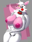  absurd_res animatronic anthro areola artist_name big_breasts bow_tie breasts canid canine clothed clothing curvy_figure female five_nights_at_freddy&#039;s five_nights_at_freddy&#039;s_2 fox genitals head_tuft hi_res lips lipstick looking_at_viewer machine makeup mammal mangle_(fnaf) mostly_nude multicolored_body partially_clothed pink_areola pussy robot scottgames shaded signature simple_background solo speech_bubble tuft unregistereduser voluptuous yellow_eyes 