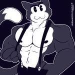  animated anthro black_body clothing digital_media_(artwork) domestic_cat epic_games felid feline felis fizzyjay fortnite hi_res looking_at_viewer male mammal meowscles meowscles_(toon) muscular muscular_anthro muscular_male solo 