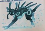  2021 2_toes ambiguous_gender antlers back_spines black_antlers black_body black_fur black_horn black_tail blue_antlers blue_body blue_countershading blue_eyes blue_fur blue_horn blue_markings blue_tail blue_tail_tip chest_tuft cloven_hooves colored countershade_fur countershade_torso countershading cyan_lizard_(rain_world) dipstick_tail empty_eyes faszlindel feet feral full-length_portrait fur graphite_(artwork) hi_res hooves horn hybrid kemono leg_markings lizard_(rain_world) looking_at_viewer mammal marker_(artwork) markings mixed_media mouthless multicolored_body multicolored_fur multicolored_horn multicolored_tail pencil_(artwork) portrait quadruped quills rain_world ring_(marking) running scavenger_(rain_world) side_view simple_background socks_(marking) solo tail tail_markings toes traditional_media_(artwork) tuft two_tone_antlers two_tone_body two_tone_fur two_tone_horn two_tone_tail white_background 