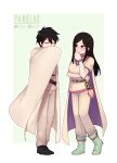  1boy 1girl absurdres amelia_wil_tesla_seyruun amelia_wil_tesla_seyruun_(cosplay) black_eyes black_hair blush breasts commission cosplay highres jewelry jitome kazama_souta large_breasts long_hair medium_hair mole mole_under_eye panqlao sakurai_touko senpai_ga_uzai_kouhai_no_hanashi shirt short_hair sidelocks simple_background skirt slayers smirk zelgadiss_graywords zelgadiss_graywords_(cosplay) 