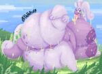  against_surface antennae_(anatomy) anthro anus bedroom_eyes belly big_belly big_breasts big_butt bodily_fluids breasts butt clitoris detailed_background digital_media_(artwork) dragon female field freckles_on_butt generation_6_pokemon genitals goodra grass hi_res huge_breasts huge_butt long_tongue looking_at_viewer lying narrowed_eyes nintendo nipples nude on_back on_glass outside overweight pixel_(artwork) plant pokemon pokemon_(species) puffy_anus purple_body purple_nipples purple_skin pussy seductive slime smile solo spread_legs spreading tail thefluffyrey69 thick_thighs tongue tongue_out 
