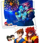  black_hair blue_eyes blue_sash blue_wristband closed_mouth dougi dragon_ball dragon_ball_heroes dragon_ball_super earrings gloves gogeta gogeta_(xeno) jewelry long_hair male_focus metamoran_vest monkey_boy monkey_tail multiple_boys muscular muscular_male ommmyoh open_mouth pants potara_earrings red_fur saiyan sash spiked_hair super_full_power_saiyan_4_limit_breaker super_saiyan super_saiyan_4 super_saiyan_blue tail time_patrol_(dragon_ball) twitter_username vegetto vegetto_(xeno) 