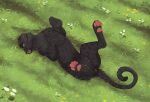  black_body black_fur felid female feral flower fur genitals grass jaguar lying malaika4 mammal on_back pantherine pawpads paws plant pussy quadruped solo tail 