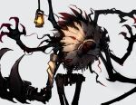  1other absurdres claws extra_eyes fiddlesticks glowing glowing_eyes grey_background highres lamp league_of_legends monster open_mouth ratatatat74 red_eyes scarecrow sharp_teeth simple_background teeth tongue tongue_out 