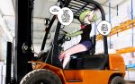  &lt;3 2023 blush clothed clothing dialogue english_text female forklift forklift_certified gardevoir generation_3_pokemon green_hair hair hi_res nintendo not_furry pokemon pokemon_(species) real saltyxodium solo text vehicle 