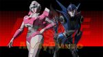  2girls 3d andypurro arcee autobot blender_(medium) blue_eyes breasts glowing glowing_eyes hand_on_own_hip humanoid_robot looking_at_viewer medium_breasts multiple_girls panties pink_panties red_lips robot robot_girl smile transformers transformers:_generation_1 transformers_prime underwear watermark 