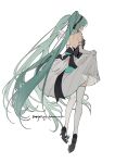  1girl absurdres aqua_eyes aqua_hair back black_headband hatsune_miku headband high_heels highres long_hair non-web_source skirt thighhighs twintails very_long_hair white_skirt zhibuji_loom 