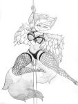  a anthro big_breasts breasts clothing curvy_figure female fibbelous fishnet fishnet_legwear fluffy fluffy_tail hi_res hourglass_figure huge_breasts invalid_tag legwear male male/female pole solo stripper_pole tail wings 