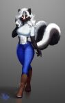  abs anthro bronx23 female hi_res lui-ra mammal mephitid muscular muscular_female skunk solo sonya_mayers 