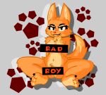 anthro breasts canid canine censor_bar censored diane_foxington dreamworks female female/female fox fur good_boy hands_behind_back mammal nipples paws simple_background solo spread_legs spreading the_bad_guys twintailz 