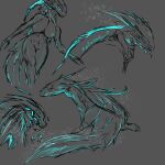  black_body blue_hair dragon female feral hair herm humanoid intersex intersex/female katesss mammal monster reptile scalie 