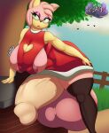  absurd_res amy_rose anthro areola areola_slip big_breasts big_penis breasts cleavage clothed clothing crazedwd crossgender eulipotyphlan ftg_crossgender fti_crossgender genitals gynomorph hedgehog hi_res huge_penis hyper hyper_genitalia hyper_penis intersex legwear mammal no_underwear penis sega sonic_the_hedgehog_(series) thick_thighs thigh_highs 